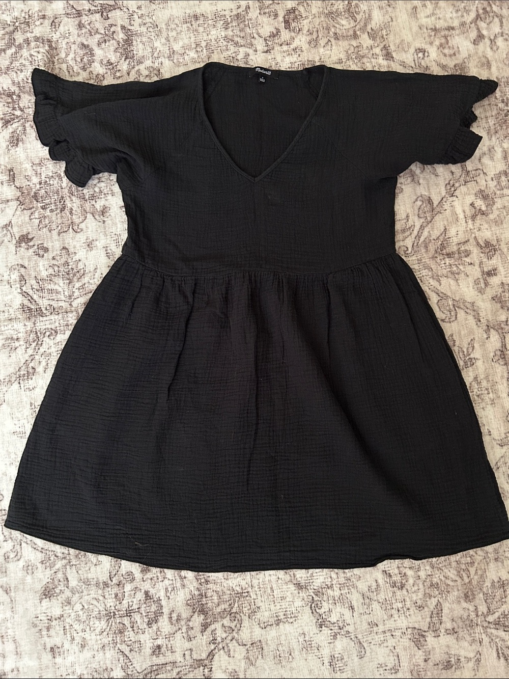 Madewell Black Textured Gauze Dress